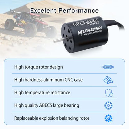 Surpass Hobby RC Brushless Motor ESC Combo Waterproof 2430 6300KV Brushless Motor and ESC 35A for 1/16 1/18 Remote Control Cars Trucks Off-Road Vehicle - size: 6300kv, style: 2430 Motor+35A ESC