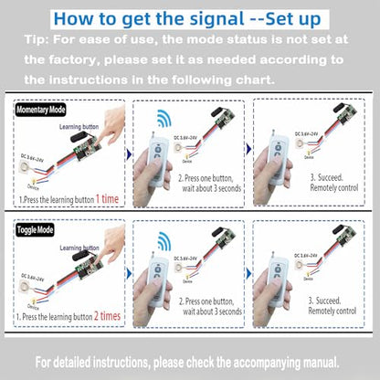 8 Channel Wireless Remote Switch Mini Wireless Switch 5V/12V/24V 3A | Relay Wireless Lights Switchs 164 Ft Long Distance for LED Lights, Small Motors - size: 8Way 3.6V-24V Mini Remote Switch