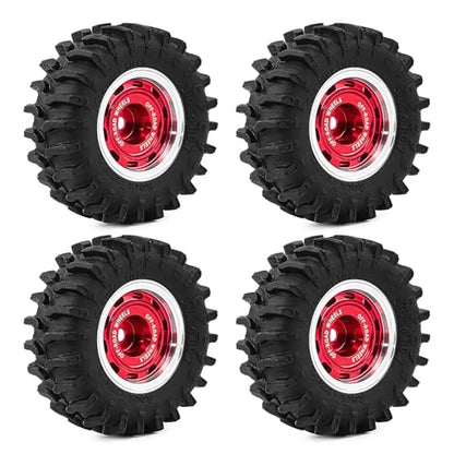 0.7 Inch RC Crawler Tires and Wheels Set 36×14mm for 1/30 Scale Axial SCX30 (Red) - color: Red