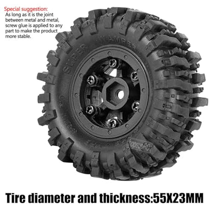 RC 1.0" Plastic Wheel hub and Tire for 1/18 TRX4M 1/24 Axial SCX24 FCX24 Scale RC Crawler Car.Crawler Tires Wheels,4PCS.(Black-C)