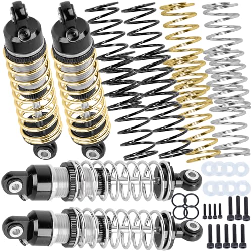 Upgrades Part for 1/18 Granite GROM 1/16 MojaveGrom 1/14 Typhon Grom,Big Bore RC Shocks Absorber Damper,Aluminium Front Rear Assembled Full Metal Shocks,4PCS Silver - color: Silver(for 1/16 1/18)