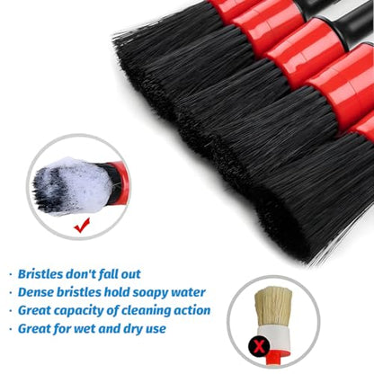 11PCS Car Detailing Brush Set, Soft Boar Hair and Steel Wire & Air Vent Dust Brush, Multipurpose Auto Detailing Cleaning Kit for Vent Leather Seat Wheel, Universal for Vehicles