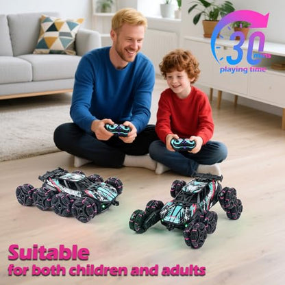 MagicKidz 8 Wheels Gesture Sensing Car for Kids Ages 5 6 7 8 9 10 11 12 - Birthday Gifts for Boys 5-7 8-12 Years Old, 2.4GHz Off-Road Remote Control Stunt Toy with Spray & LED Lights, 360-Degree Flips - color: 8 Wheels Gesture Sensing Car