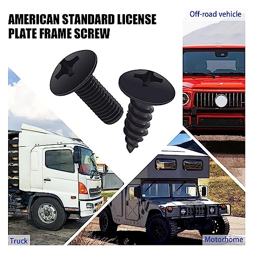 8 Sets Rustproof License Plate Screws Kit, Anti-Vibration Anti-Theft Car License Bolts, Self Tapping Mounting Fasteners for Auto Front and Rear License Plate Frame Cover (Black)