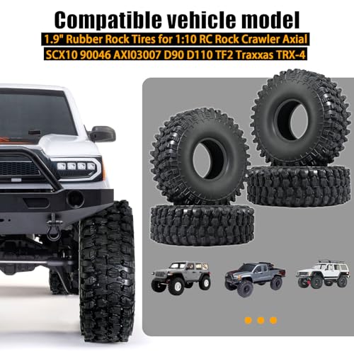 1.9" Rocks Tires 120 * 45mm Rubber Tyre Set for 1/10 RC Crawler Axial SCX10 90046 SCX10 III AXI03007 Tamiya CC01 D90 D110 (4PCS)