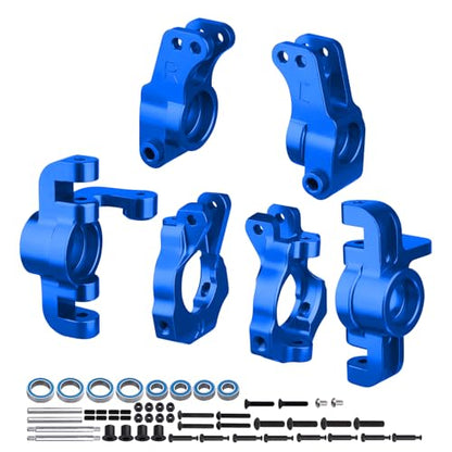Aluminum Front Spindle and Carrier Set Steering Blocks Knuckles & Rear Hub Set Stub Axle Carriers for 1/10 Losi Tenacity TT Pro 4WD SCT DB Pro Lasernut U4, Replaces LOS234018 LOS234020 (Blue) - color: Blue