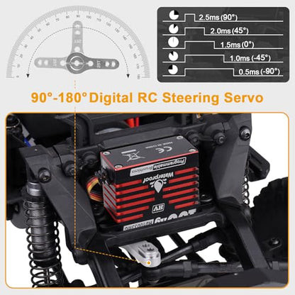 HobbyPark Waterproof RC Servo High Torque Brushless Motor Metal Gear Digital Servo Aluminum Case for 1/8 1/10 RC Crawler SCX10 TRX4 RC Truck Car Buggy RC Basher Control Angle 180° HV (100kg Torque)