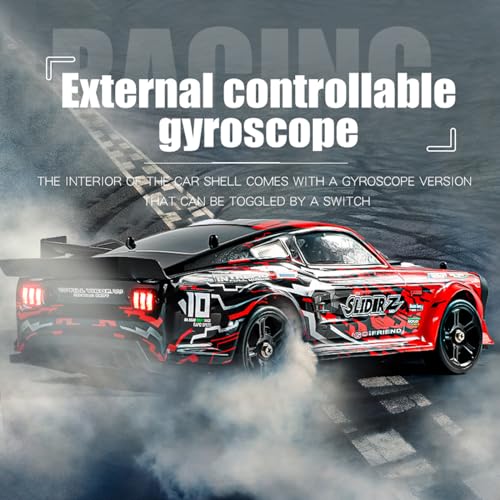 RC Drift Car, 1/14 Scale RC Race Car with Spray, Cool LED Lights, 2.4G 4WD High Speed 35KM/H Drifting Cars, Proportional Throttle with 2 Batteries RTR Gifts for Teen Adults