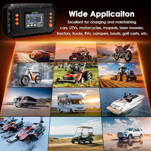 WAVLINK 35-Amp Smart Battery Charger, 6V/12V/24V Car Battery Charger | LCD Display, Lead-Acid/Lithium/LiFePO4 Compatible, Battery Maintainer & Desulfurizer for Cars, Boats, Motorcycles - color: 35-AMP