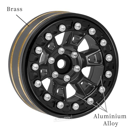 RC 1.3 Beadlock Wheels Single & Dually for 1/18 TRX4M Ascent-18,1/24 SCX24 FCX24 RC Crawler Car,Aluminium & Brass 1.3 Beadlock Rims,4pcs,Black w/Black - color: Black(4pcs)