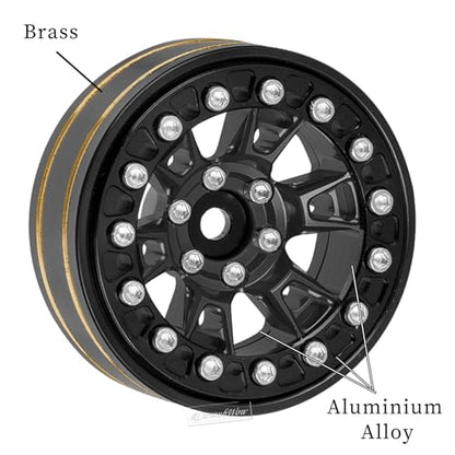 RC 1.3 Beadlock Wheels Single & Dually for 1/18 TRX4M Ascent-18,1/24 SCX24 FCX24 RC Crawler Car,Aluminium & Brass 1.3 Beadlock Rims,4pcs,Black w/Black - color: Black(4pcs)