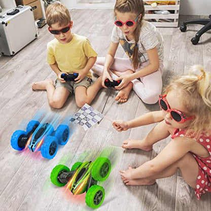2PACK RC Stunt Car Watch Gesture Sensor Car 4WD Double Sided 360 Degree Rotating Tumbling Rechargeable Car High Speed 2.4GHZ Off Road Hobby RC Toy Cars for Xmas Birthday Gift Adults,Kids (Blue/Green) - style: Blue&Green