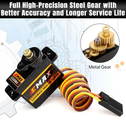 EMAX Steering Servo for SCX24 with Servo Mount and Horm Steering Link | SCX24 Servo Metal Gear ES08MAII Servo with Brass Mount for RC Car Boat SCX24 Upgrade Parts - color: Red