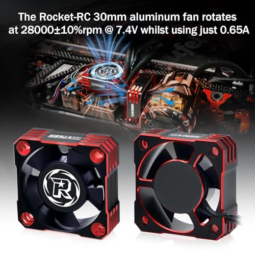 2Pack Motor Cooling Fan,28000RPM ESC Cooling Fan,HeatSink for 1/8 1/10 1/12 Scale Car 540 550 Brushless Motor (Black Red) - color: Black Red-2Pack