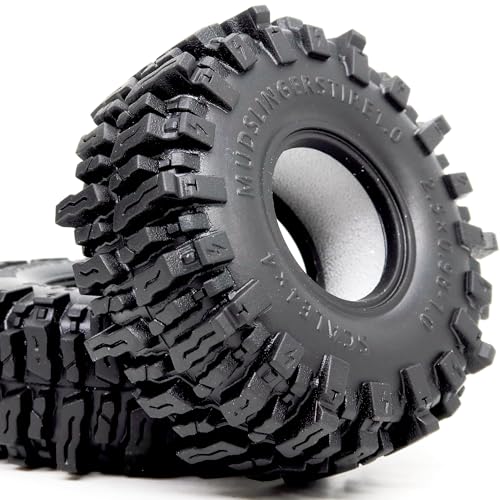 HOBBYSOUL 2pcs 1.0 Tires 64 * 25mm Soft Sticky Mud Slingers Tyres For RC Crawler 1/24 AX24 SCX24 FCX24 1/18 TRX4M Upgrades