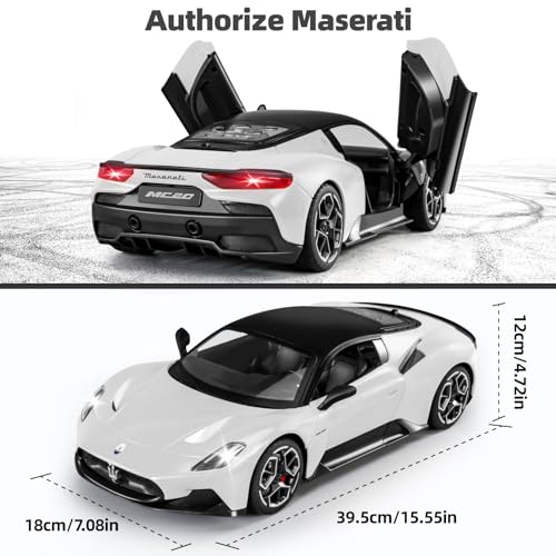 MIEBELY Licensed Maserati MC20 1:12 RC Car Openable Doors 2.4Ghz | Licensed Maserati;Open doors;2.4Ghz anti-interfere;7.4V removable battery;Tough ABS;LED lights;Gift for boys & collectors