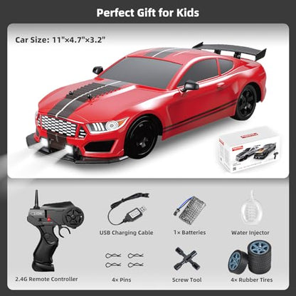 RC Drift Car, Drifting RC Car 2.4GHz 1:16 RC Cars 4WD High Speed Remote Control Cars with LED Lights Racing Sport Toy Vehicle for Adults Boys Kids - color: Red
