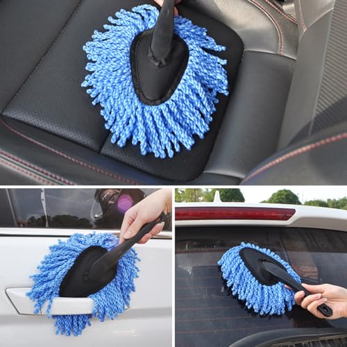 Osilly Car Dash Duster Brush, Soft Microfiber Multi-Functional No-Scratch Vehicle Dashboard Cleaning Brush with Handle, Automotive Detailing Cleaning Kit, Universal for SUV Automobile Truck (Blue) - color: Blue, size: 1 PC