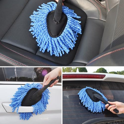 Osilly Car Dash Duster Brush, Soft Microfiber Multi-Functional No-Scratch Vehicle Dashboard Cleaning Brush with Handle, Automotive Detailing Cleaning Kit, Universal for SUV Automobile Truck (Blue) - color: Blue, size: 1 PC