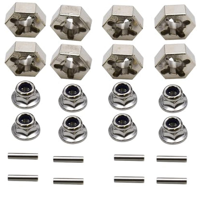 Blomiky 8 Pack 12mm Wheel Hub Hexes and 8 Pack M20101 Wheel Hex Pins and M40 M4 Wheel Locknuts Spare Parts for Some Kind of 1/10 1/12 1/14 1/16 1/18 Scales RC Truck / 9125 Hex Pin Locknuts 2