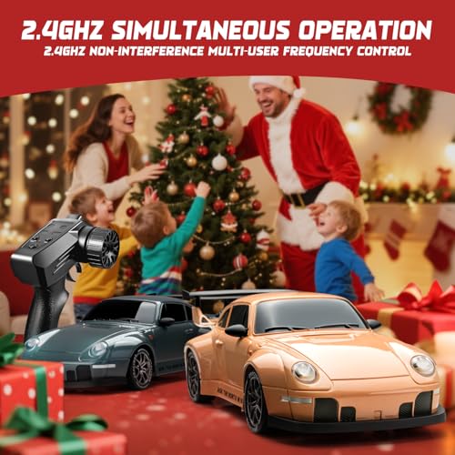 RC Drift Car, 1:24 Scale 4WD High-Speed Flesh Pink Drift RC Car | For Adults Kids, 2.4GHz Remote Control Racing Toy Car with LED Lights, Extra Tires, Rechargeable Batteries & Traffic Cones - color: Flesh Pink