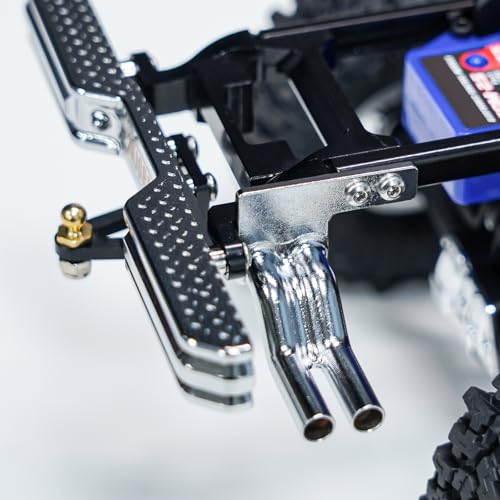 INJORA 33g CNC Aluminum Rear Bumper with Dual Exhaust for 1/18 RC Crawler TRX4M High Trail F150 Upgrade - size: Rear