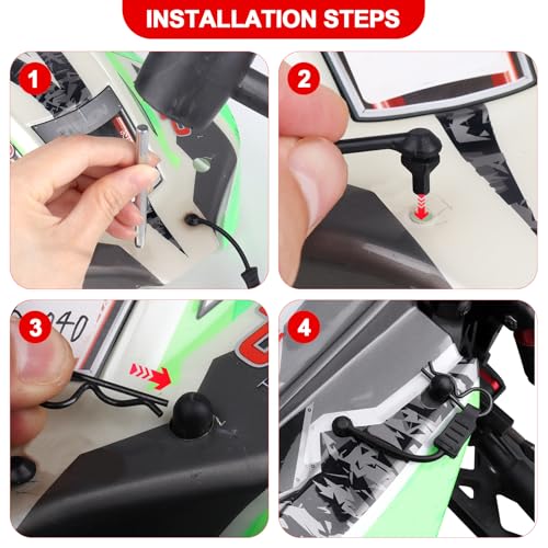 10PCS AllinRC 1/8 1/10 RC Body Clips w/Pull Tabs & 4mm Body Reamer for Traxxas Slash Arrma Kraton Notorious Redcat Losi HSP HPI Kyosho RC Car Truck Buggy RC Clips Upgrades (1.4mm Rod Black) - size: 1.4mm Rod Black