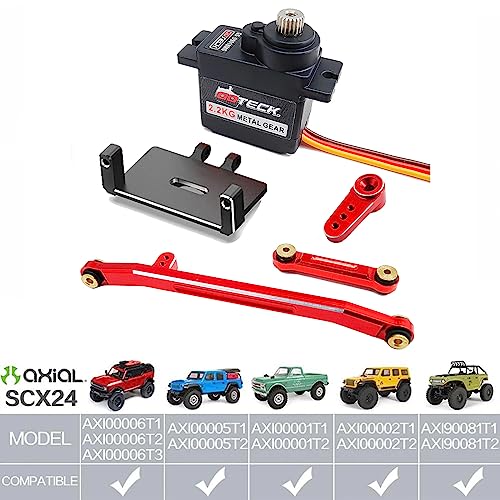 GOTECK RC Servo Mounts Servo Kit - 2.2KG Metal Gear Digital Servo with Servo Mount, Servo Horn and Steering Link Set Upgrade Parts for 1/24 Axial SCX24 RC Crawler Cars (Combo Pack 3) - color: Combo Pack 3