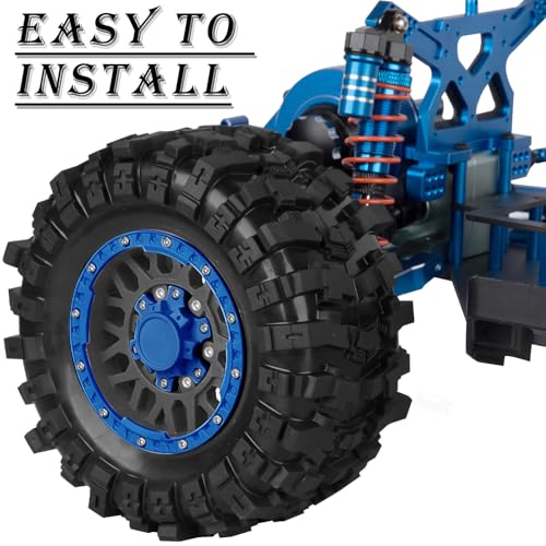 12mm/14mm/17mm RC Truck Wheel Tires for 1/10 Rustler Stampede Hoss,Granite Vorteks Big Rock,Axia 1 L0si Red cat Rc 4wd,Hard Plastic RC Truck Tires,RC Monster Truck Car Wheels,4PCS Navy Blue - color: Navy Blue&black