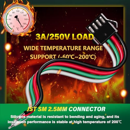 10 Pieces JST SM 2.5mm 4 Pin 20AWG Flexible Silicone Connector Kit | Premium Automotive Wiring, Heavy Duty Terminals, Reliable Circuit Board, High Temperature Housing, Easy Project Assembly - size: 4-Pin, style: JST-SM-M