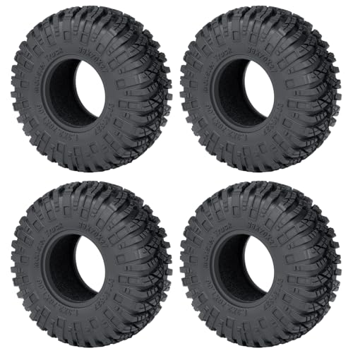 RCHUBAM 4Pcs 1.3" Rubber Wheel Tires for 1/18 TRX4M 1/24 SCX24 | H & W 70 * 27mm,1.3" Large RC Mud Tires,RC Upgrade Parts - color: Black a