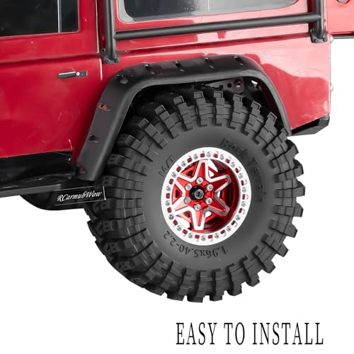 2.2" RC Beadlock Wheels, Aluminum Alloy Rims Compatible with 1/10 SCX10 Capra TRX4 Gen8 Everest Gen7 Pro AMG 6x6 Off-Road Truck,RCarmubWow 2.2 Beadlock Wheel for 1/10 Rock Crawler,Red - color: Red(4pcs)