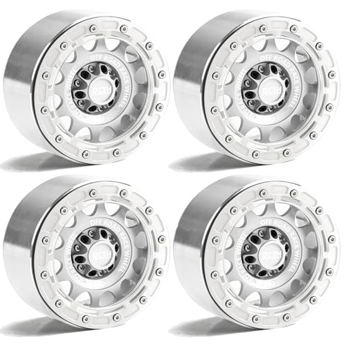 2.6” Beadlock Wheel Rims 4pcs for Scale RC Off Road Race, Use for OD 135mm Tires, Stamped Steel Wheel with 17mm/12mm Hexes Compatible with MJX H8H MK07 KM4 4082/83 1/7 1/8 1/10 Off Road Crawler Car - color: 2.6in A-rim-white