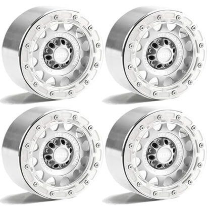 2.6” Beadlock Wheel Rims 4pcs for Scale RC Off Road Race, Use for OD 135mm Tires, Stamped Steel Wheel with 17mm/12mm Hexes Compatible with MJX H8H MK07 KM4 4082/83 1/7 1/8 1/10 Off Road Crawler Car - color: 2.6in A-rim-white