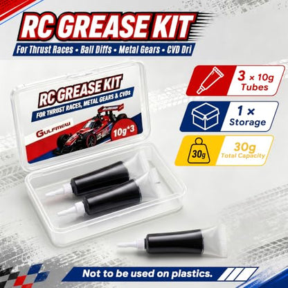 RC Grease High Pressure Black Grease, RC Gear Lubricant for Ball Diffs Thrust Races Metal Gears CVDs, High Load Remote Control Car Differential Lubricant for Electric Cars Trucks Parts, 3 Pack