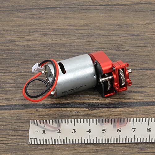 RCAWD SCX24 370 34T Electric Motor Carbon Brushed Motor & Center Gear Housing, Transmission with Steel Gears Upgrades Parts for Axial 1/24#AXI90081#AXI00001#AXI00002#AXI00005#AXI00006 Red - color: Red