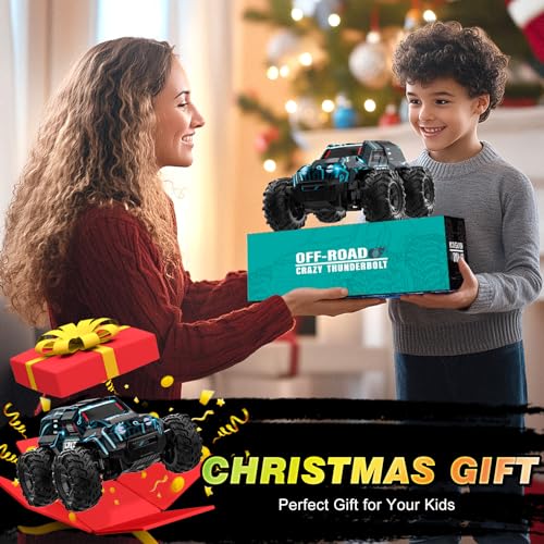 BLUEJAY 2.4GHz High Speed RC Car, Offroad Monster Hobby Racing Car with LED Colorful Bodylight and Rechargeable Battery, Kids Toy Gifts 3-8 Years - color: Blue