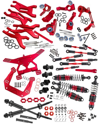 Upgrades for 1/10 Slash 2WD(VXL),RC Shocks,Suspension Arm,Caster Block,Steering Blocks,Stub Axle Carriers,Steering Bellcranks,Shock Tower,Camber Links,Drive Shaft,Hex Hub Adapters,Red - color: Red - Upgrades