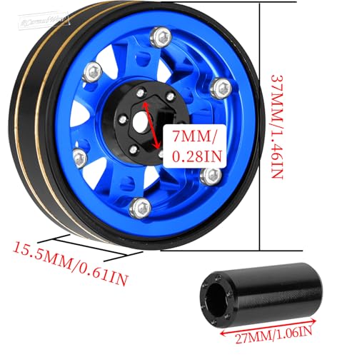 RC 1.3 Beadlock Wheels Single & Dually for 1/18 TRX4M Ascent-18,1/24 SCX24 FCX24 RC Crawler Car,Aluminium & Brass 1.3 Beadlock Rims,4pcs,Navy Blue w/Black - color: Navy Blue(4pcs)