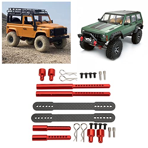 Keenso RC Shell Columns, Front Rear Aluminum Alloy Carbon Fiber Car Body Mount Post for Axial SCX10 90046 90047 1/10 RC Car (Red) - color: Red