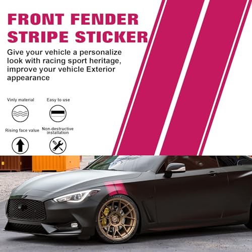 x xotic tech Fender Stripes Hash Marks KK Vinyl Decal Universal for Car Truck Sticker Racing Stripe 11"x23" (Pink) - color: Pink