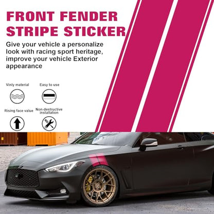 x xotic tech Fender Stripes Hash Marks KK Vinyl Decal Universal for Car Truck Sticker Racing Stripe 11"x23" (Pink) - color: Pink