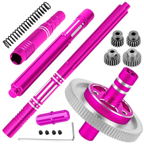 RC 91T Slipper Clutch 0.6 Pitch Gear w/(19T 21T 23T 25T) Pinions & Center Drive Shaft Upgrades Part for 1/10 Granite Senton Vorteks,1/8 Typhon,Pink