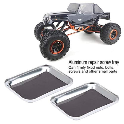 Aluminum RC Repair Screw Tray Magnetic Tool Board for Model Car Boat Drone (Silver) - color: Silver