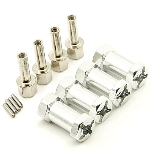 RC 12mm Wheel Hex Drive Hubs Combiner Coupler Aluminum 15mm/20mm/25mm/30mm Offset Extension Longer Combiner Drive Adapter for 1/10 Axial SCX10 Wraith RC Car Upgrade Parts (Silver - 25mm) - color: Silver - 25mm