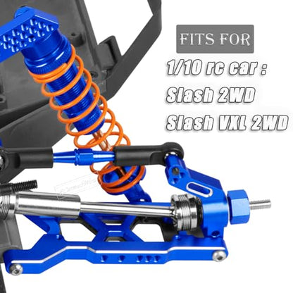RC Upgrades Part for 1/10 Slash 2WD,Slash 2WD VXL,Alloy Aluminum Front Rear Suspension Arms,Front Steering Block,Rear Stub Axle Carriers,Left Right Caster Blocks,Navy Blue - size: Navy Blue(caster block set&arms)