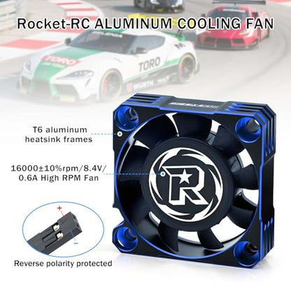 2 Pack 40mm Motor Cooling Fan 16000RPM RC Cooling Fan ESC Heat Dissipation for 1/10 1/8 RC Car (Black Blue) - style: 2pack Black Blue