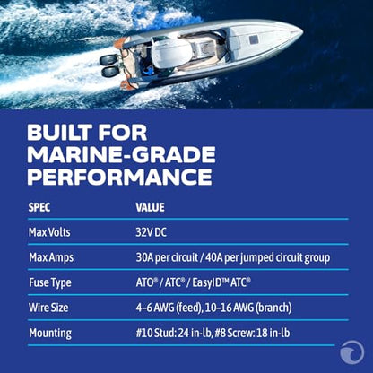 Blue Sea Systems ST Blade Fuse Block, 6 Independent Circuits, 40 Amps, 5037 - color: Without cover, style: 6 Circuit Independent