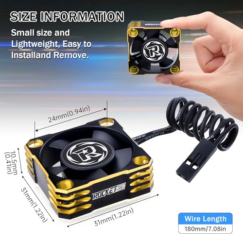 2Pack 30mm RC Motor Cooling Fan,28000RPM ESC Cooling Fan for 1/8 1/10 1/12 Scales RC Car 540 550 Brushlees Motor (Gold) - color: Black Gold-2Pack