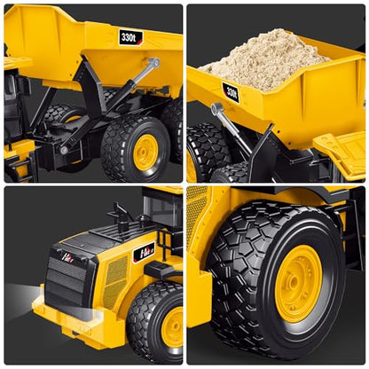 RC Dump Truck, Remote Control Dump Truck 11 Channel with Lights/Sounds/2 Batteries for Adults, RC Construction Vehicles Toys for Boys Kids, 1:16 Scale RC Dump Truck Toys - style: RC Dump Truck